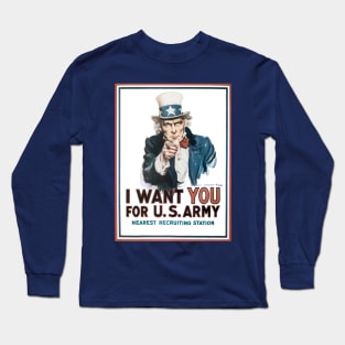 Vintage Patriotic Uncle Sam I Want YOU for US Army WWI Recruiting Poster Art Long Sleeve T-Shirt